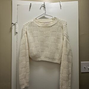 Cream Knit Cropped Sweater